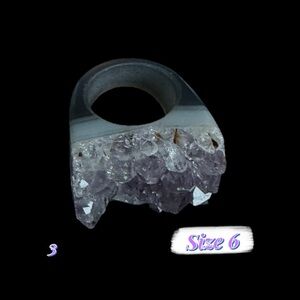 Raw Amethyst Crystal Statement Ring Size 6